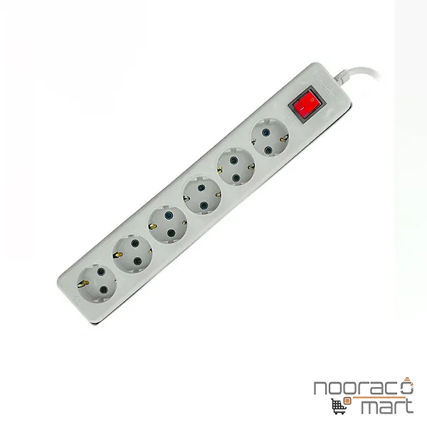 رابط 6 خانه ارتدار با کلید و کابل 5 متری پارت مدل نیک