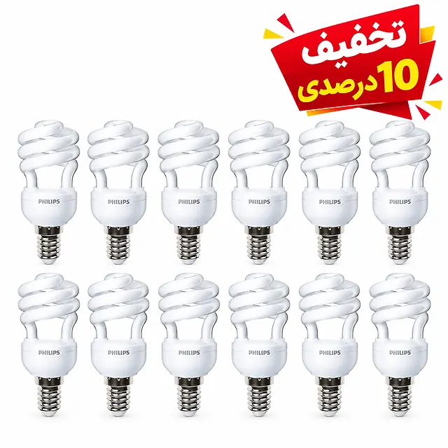 لامپ کم مصرف 8 وات E14 فیلیپس بسته 12 عددی